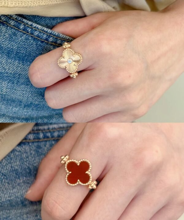 Van Cleef & Arpels. Vintage Alhambra Reversible Ring