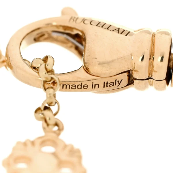 BUCCELLATI. OPERA TULLE YELLOW GOLD BRACELET WITH MOTHER OF PEARL LOGO