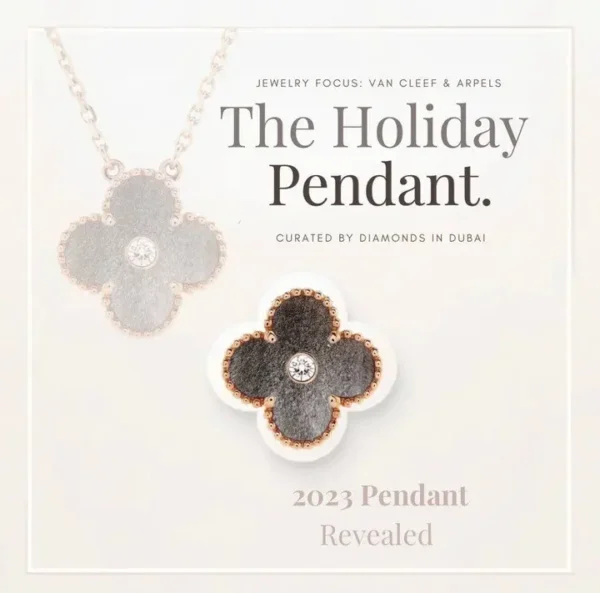 Van Cleef & Arpels. Vintage Alhambra Diamond Two Tone Holiday Pendant 2023