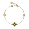 BUCCELLATI. OPERA TULLE YELLOW GOLD BRACELET WITH GREEN ENAMEL LOGO