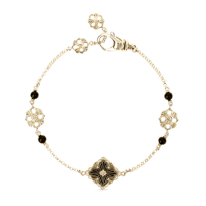 BUCCELLATI. OPERA TULLE YELLOW GOLD BRACELET WITH ONYX LOGO