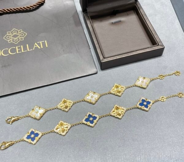 BUCCELLATI. Opera Series Mother-of-Pearl & Laser Cut Inlay Bracelet,5 Motif