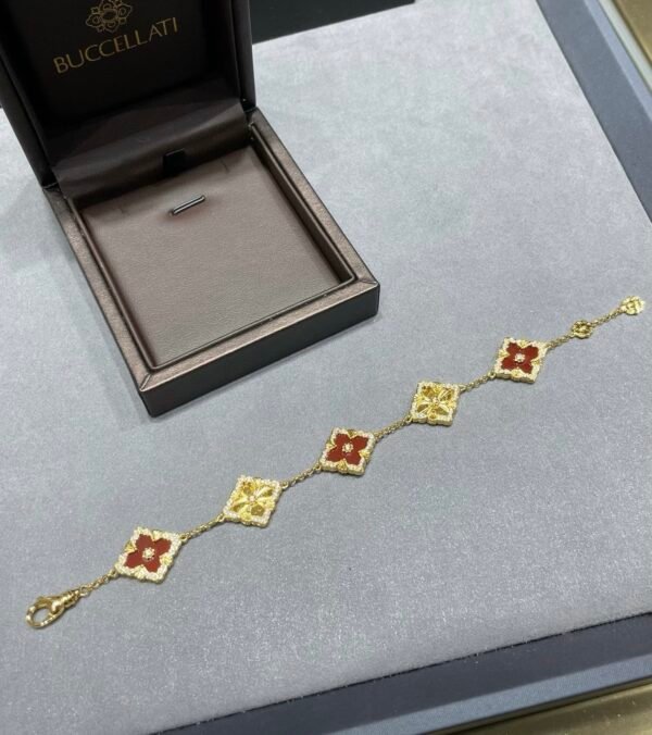 BUCCELLATI. Opera Series Mother-of-Pearl & Laser Cut Inlay Bracelet,5 Motif