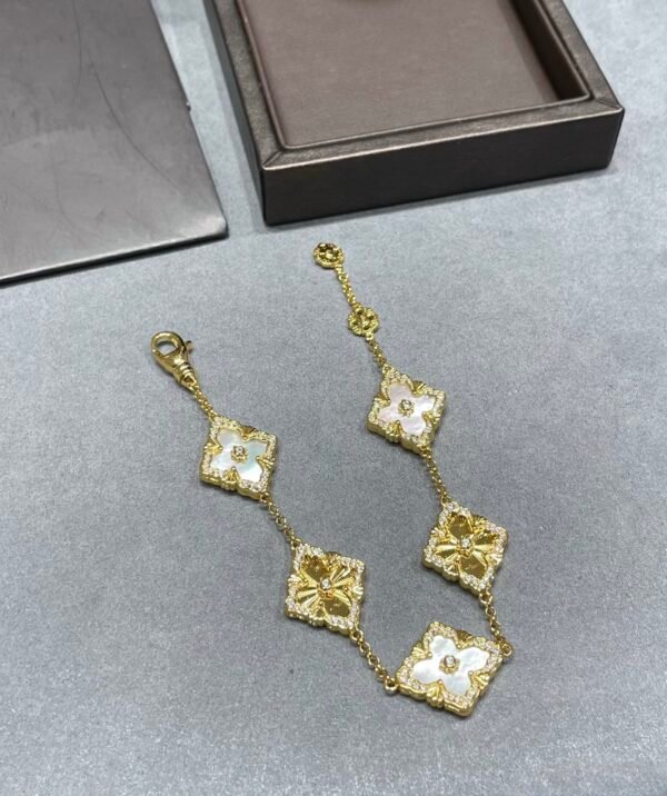 BUCCELLATI. Opera Series Mother-of-Pearl & Laser Cut Inlay Bracelet,5 Motif