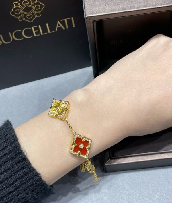 BUCCELLATI. Opera Series Mother-of-Pearl & Laser Cut Inlay Bracelet,5 Motif