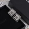 CHANEL. Pavé Diamond & Pearl Square Stud Earrings