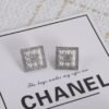 CHANEL. Pavé Diamond & Pearl Square Stud Earrings