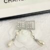 CHANEL. Pavé Diamond Square Teardrop Pearl Earrings